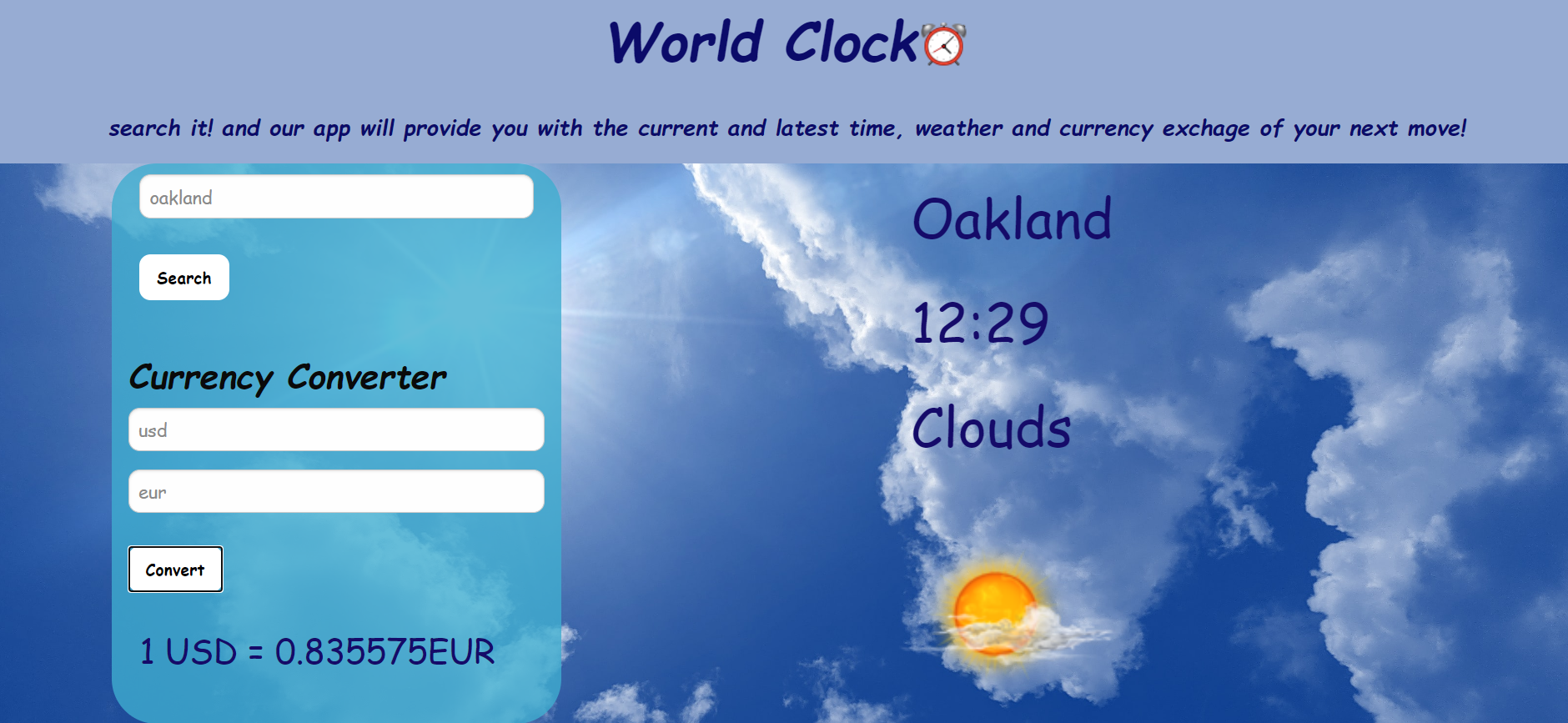 weather-dashboard and currenct converter